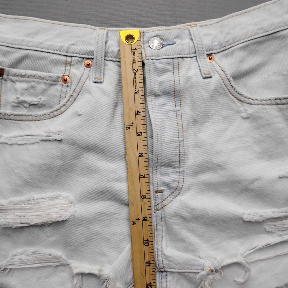 Levis 501 Original High Rise Distressed Denim Shorts Light Wash 30 - Picture 6 of 10